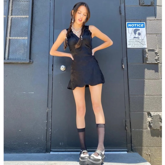 Réalisation Par The Roxy Silk Mini Dress Black Dragon Women’s Size Medium - Picture 1 of 15